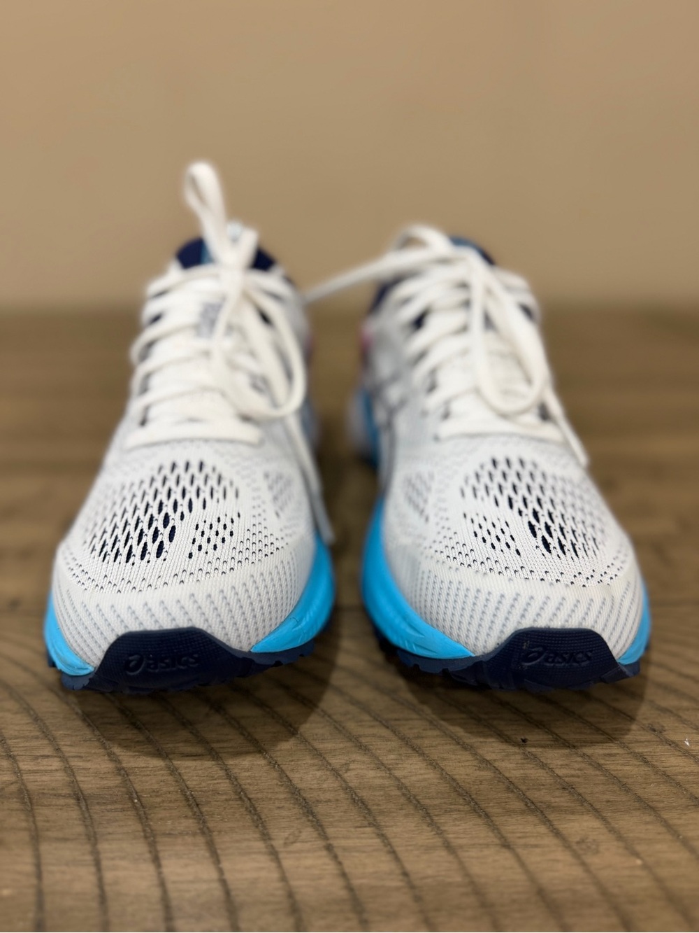 Asics White Navy and Bright Blue Women's Athletic Shoes